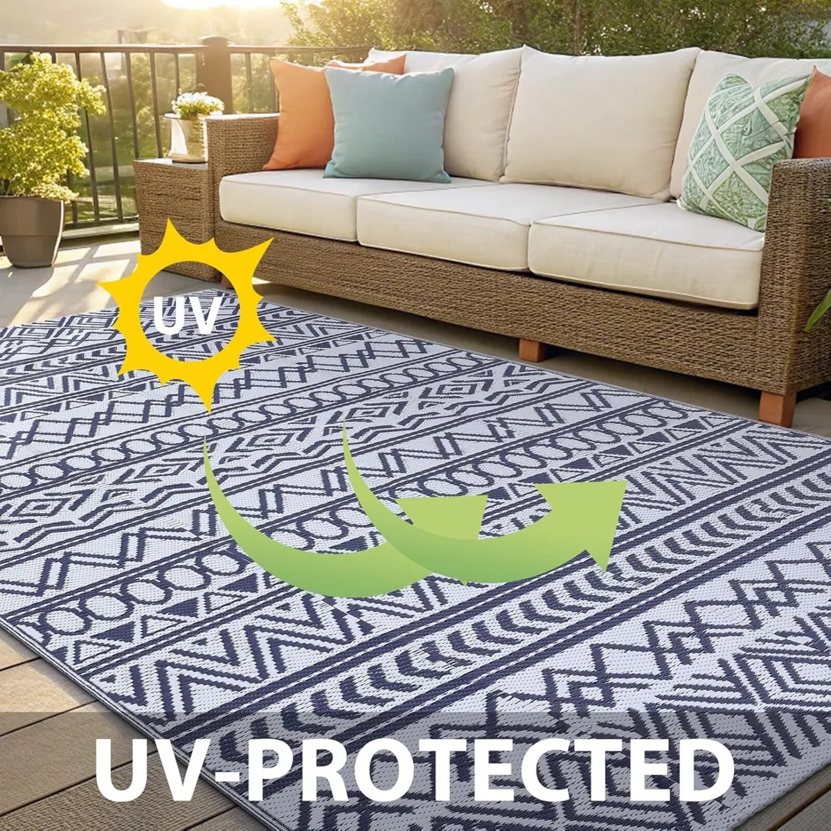 Large Outdoor Rug for Patios Waterproof Anti-slip - Image 3