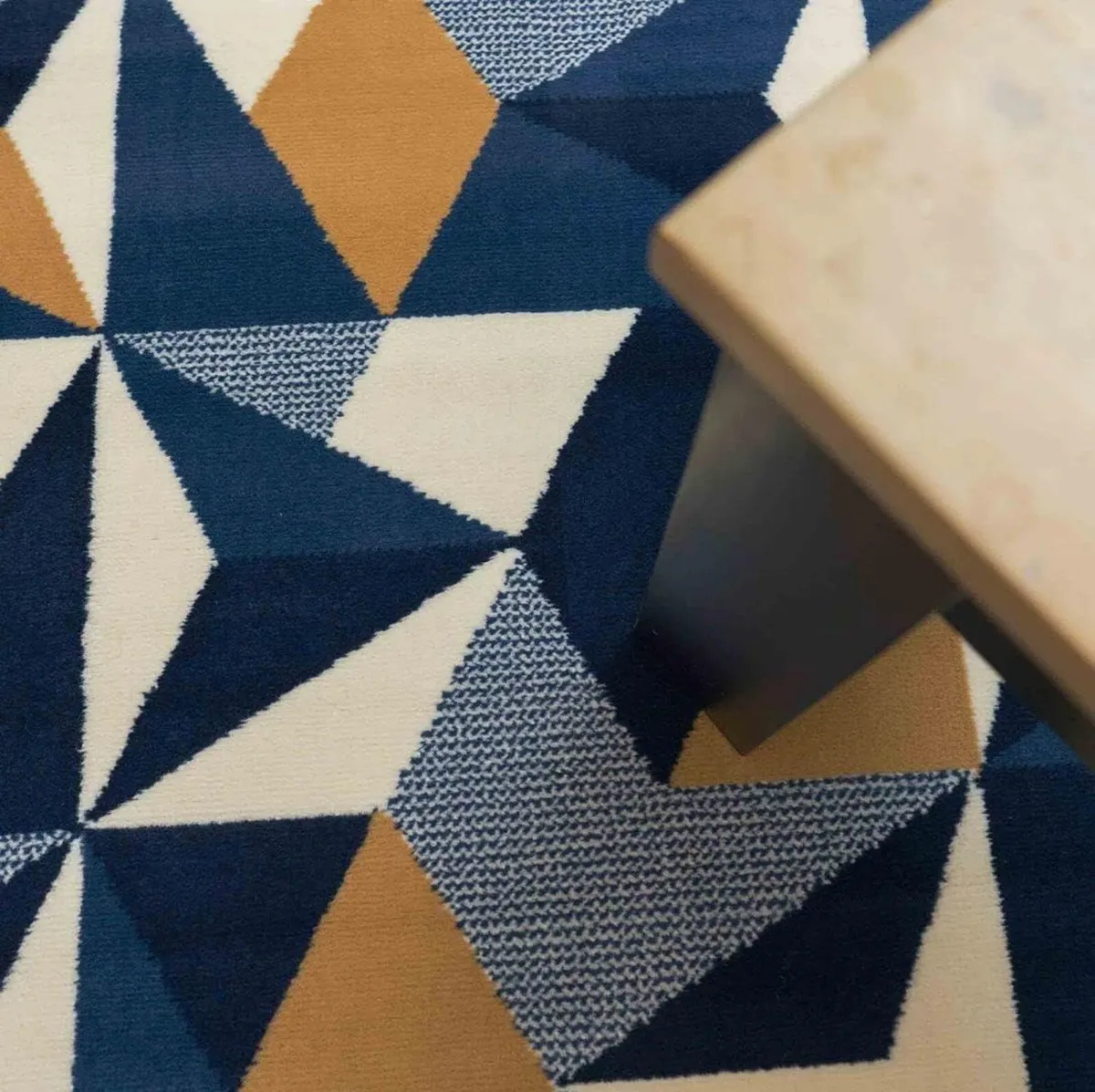 Large Modern Thick Geometric Area Rug Navy Dark - Image 2