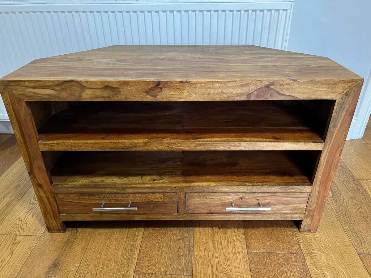 Solid Wood TV Unit - 2 Drawers - Image 1