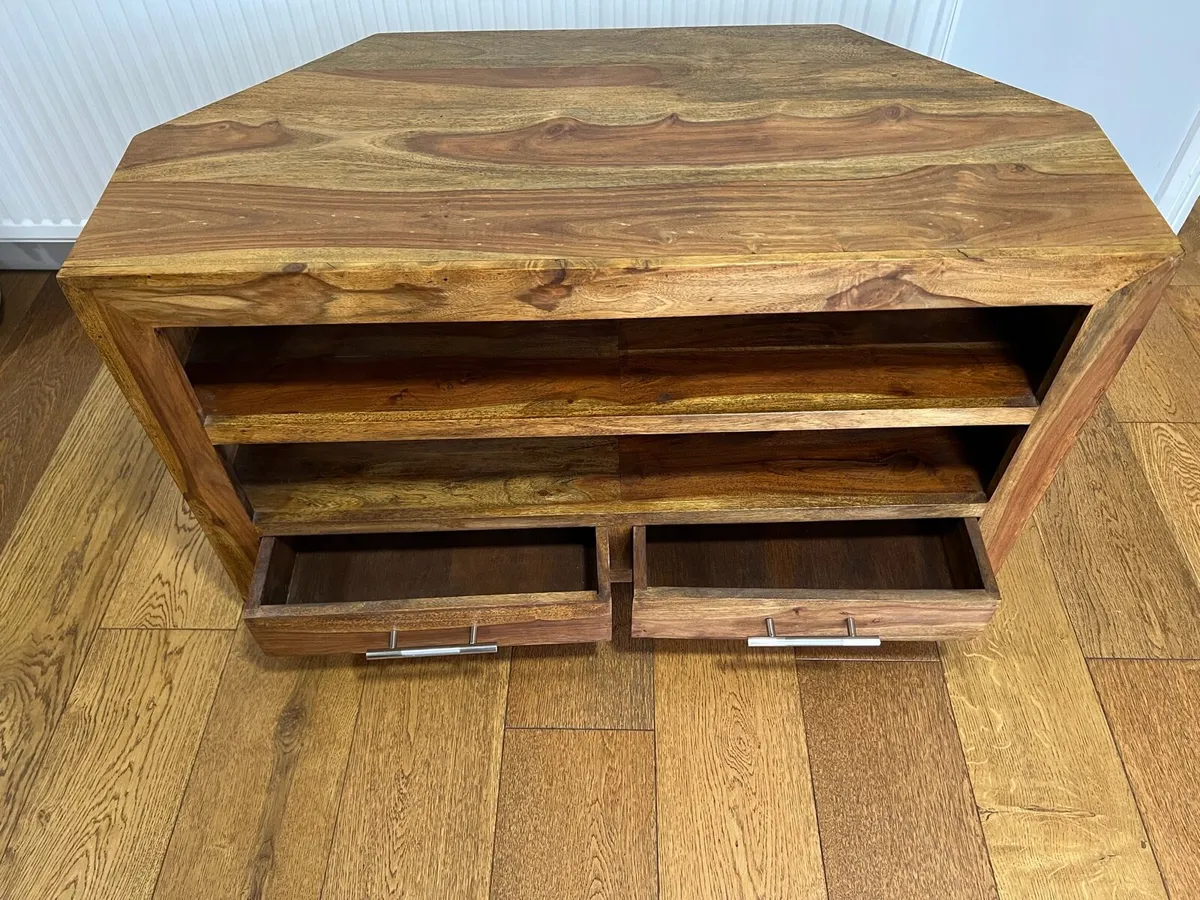 Solid Wood TV Unit - 2 Drawers - Image 2