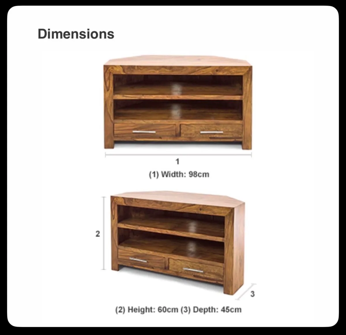 Solid Wood TV Unit - 2 Drawers - Image 4