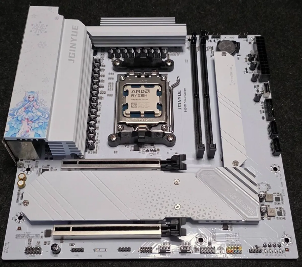 JGINYUE B650M Snow Dream + Ryzen 7 8700F CPU - Image 1