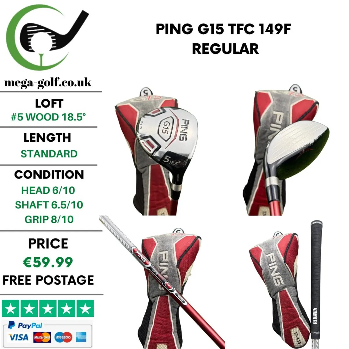 Ping G15 #5 Wood 18.5° / TFC 149F Regular - Image 1