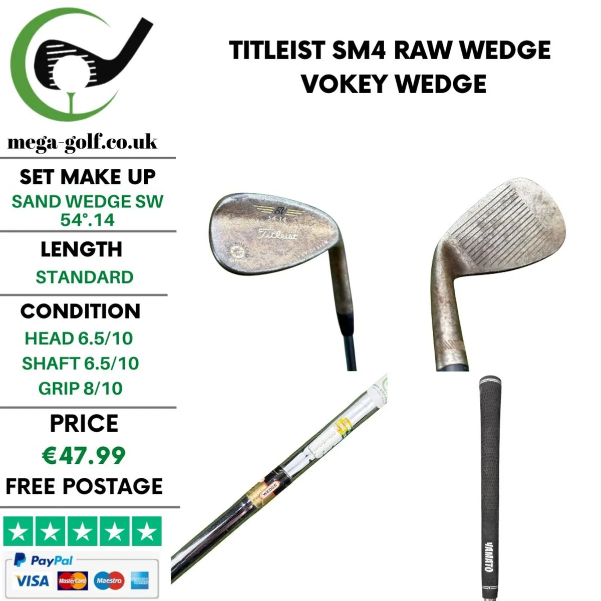Titleist SM4 Raw Wedge Sw 54°.14 / Vokey Wedge - Image 1