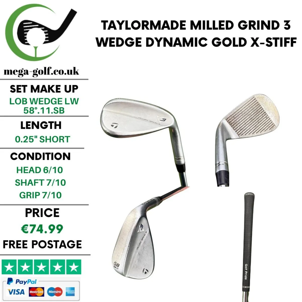 Taylormade Milled Grind 3 Wedge Lw 58°.11.SB - Image 1
