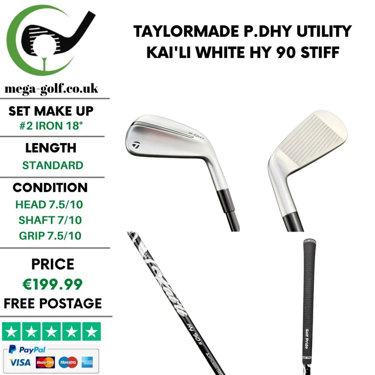 Taylormade P.DHY Utility #2 Iron 18° / Stiff - Image 1