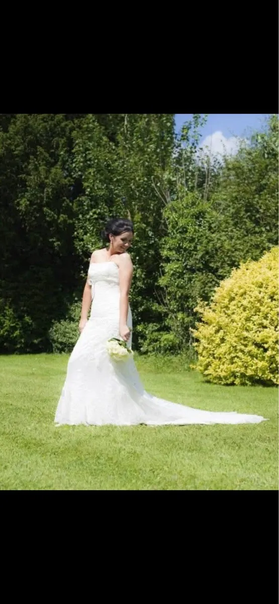 Designer wedding dress and floor length veil - Image 1