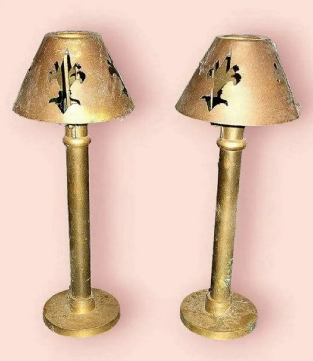 Pair Of Harrods Vintage Brass Candle Lamps - Image 3