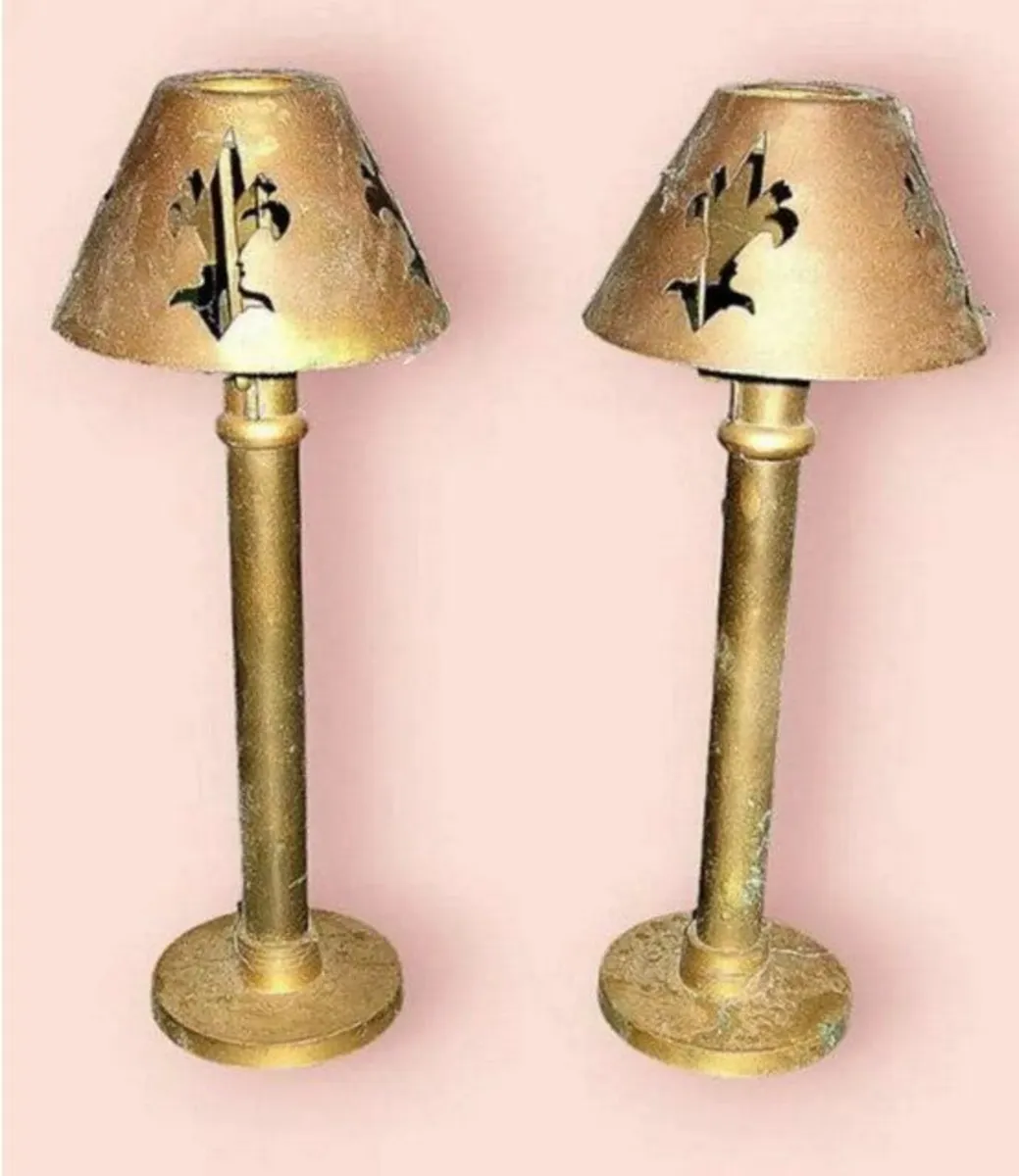 Pair Of Harrods Vintage Brass Candle Lamps - Image 4