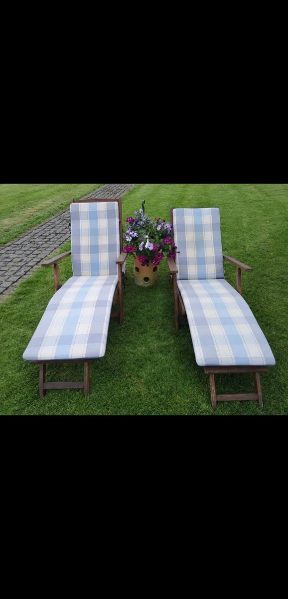 Pair of Wooden Loungers - Image 1