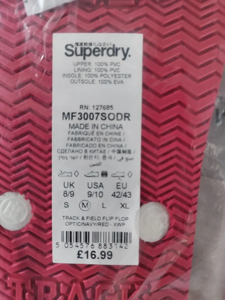 Superdry Track and Field Flip Flops 8/9uk New - Image 3