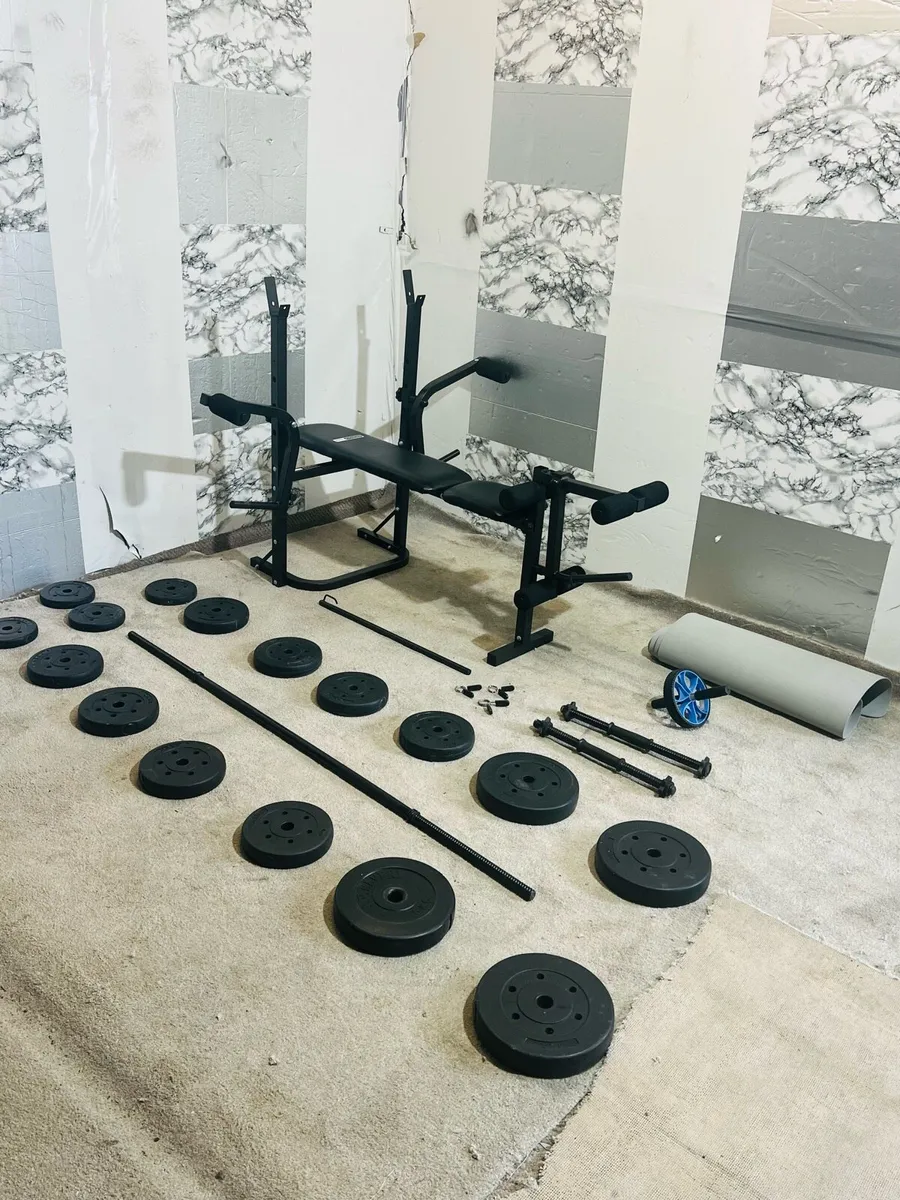 BARBELL WEIGHT SET WEIGHT BENCH MAT ++ - Image 1