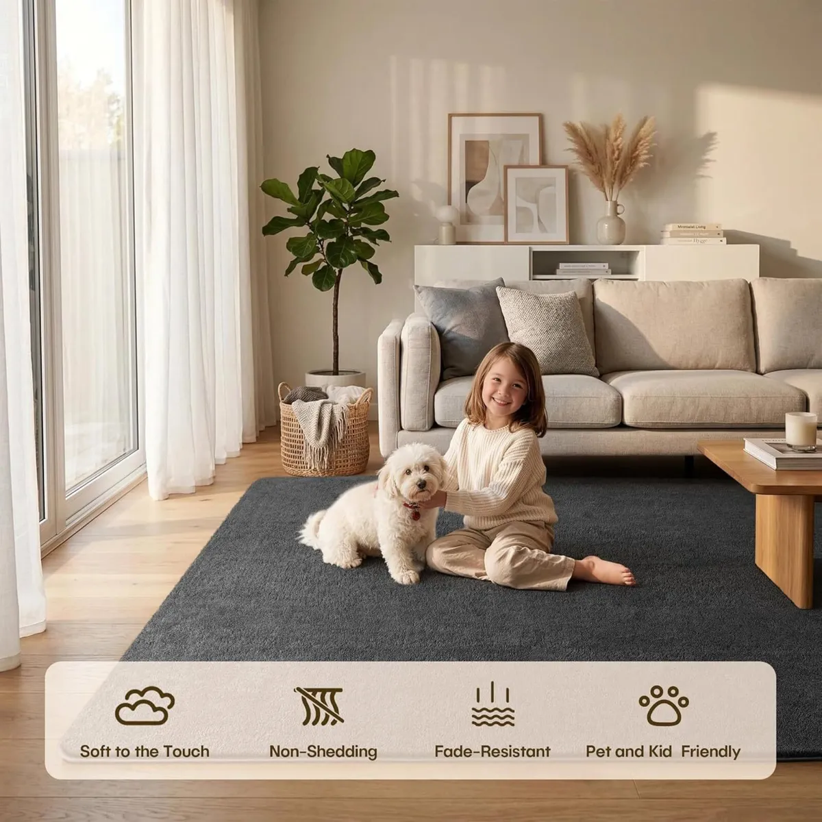 Fluffy Rugs Living Room 160x230cm Soft Shaggy - Image 3