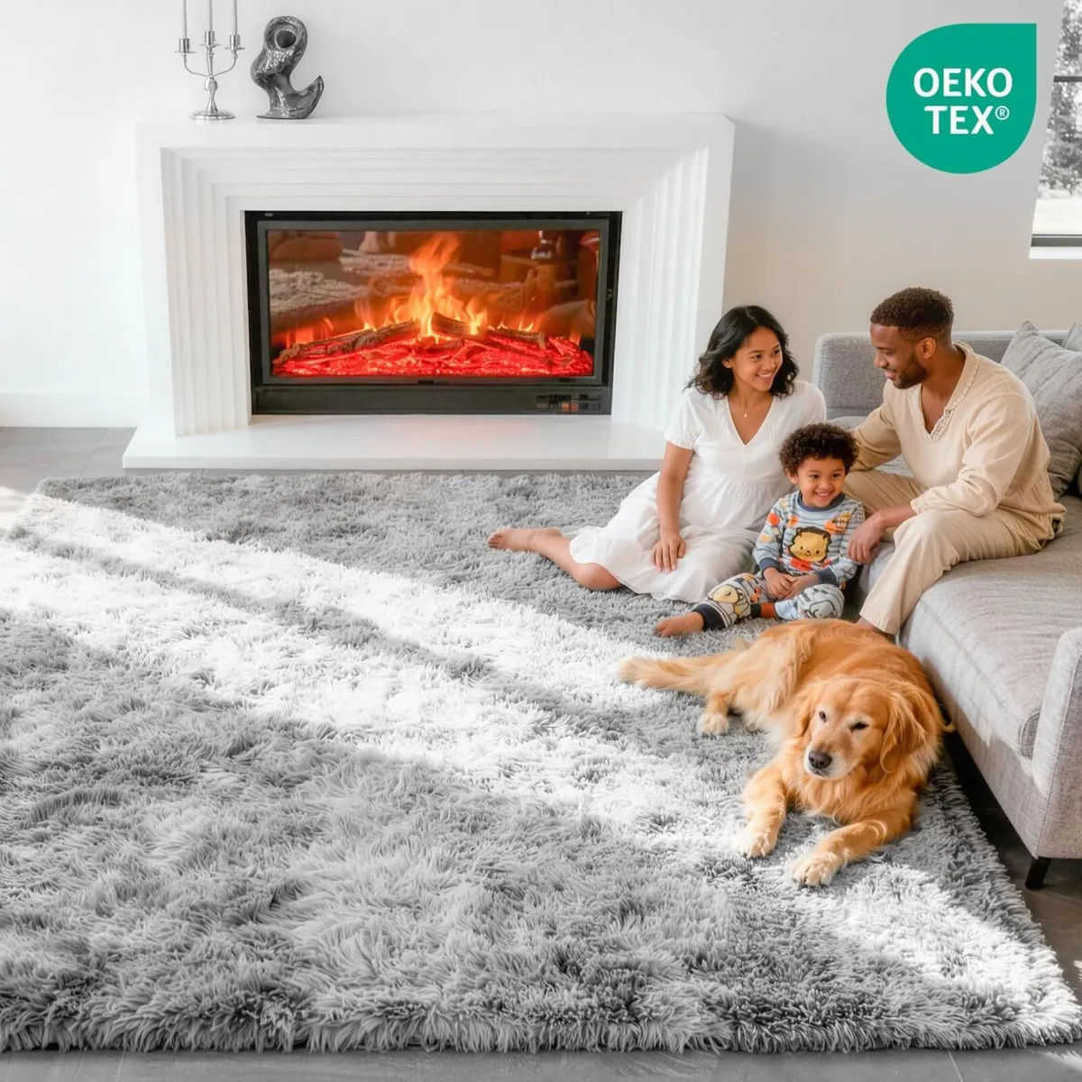 Rugs Living Room 160 x 230 cm Light Grey Washable - Image 4