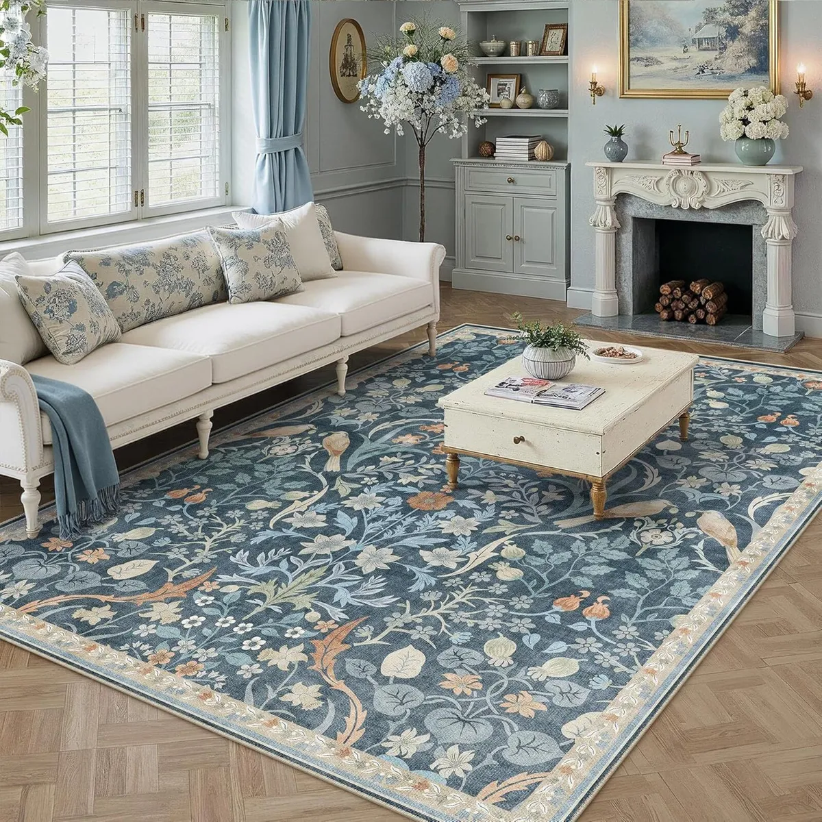 Rugs Living Room 200x300 cm Floral Washable Non - Image 3