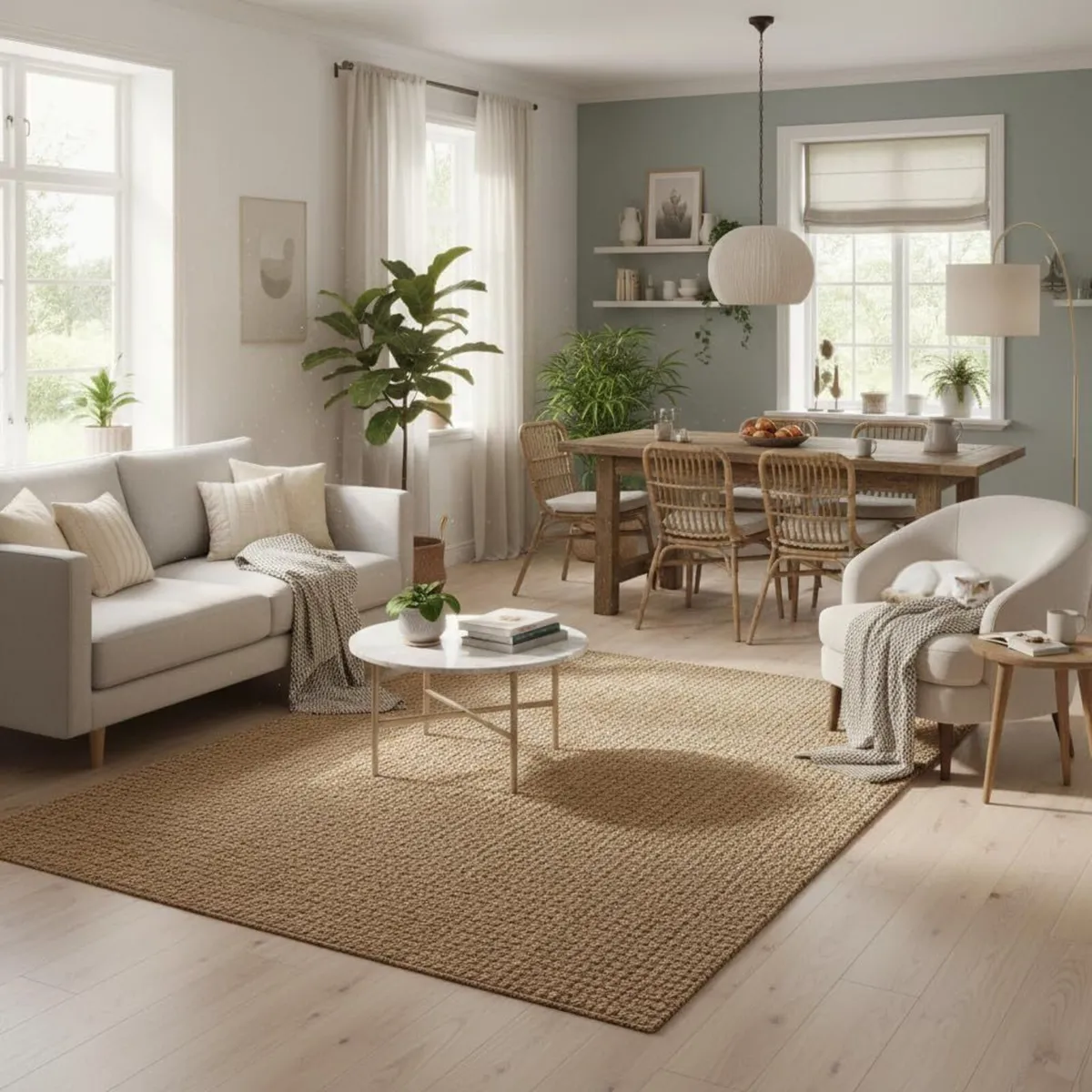 Handwoven Jute Rug for Living Room Natural Brown - Image 1