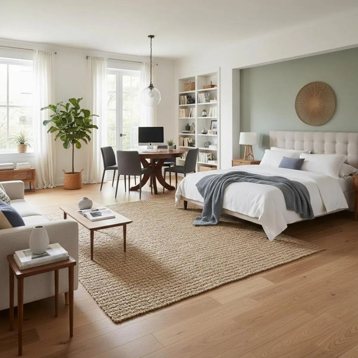 Handwoven Jute Rug for Living Room Natural Brown - Image 2