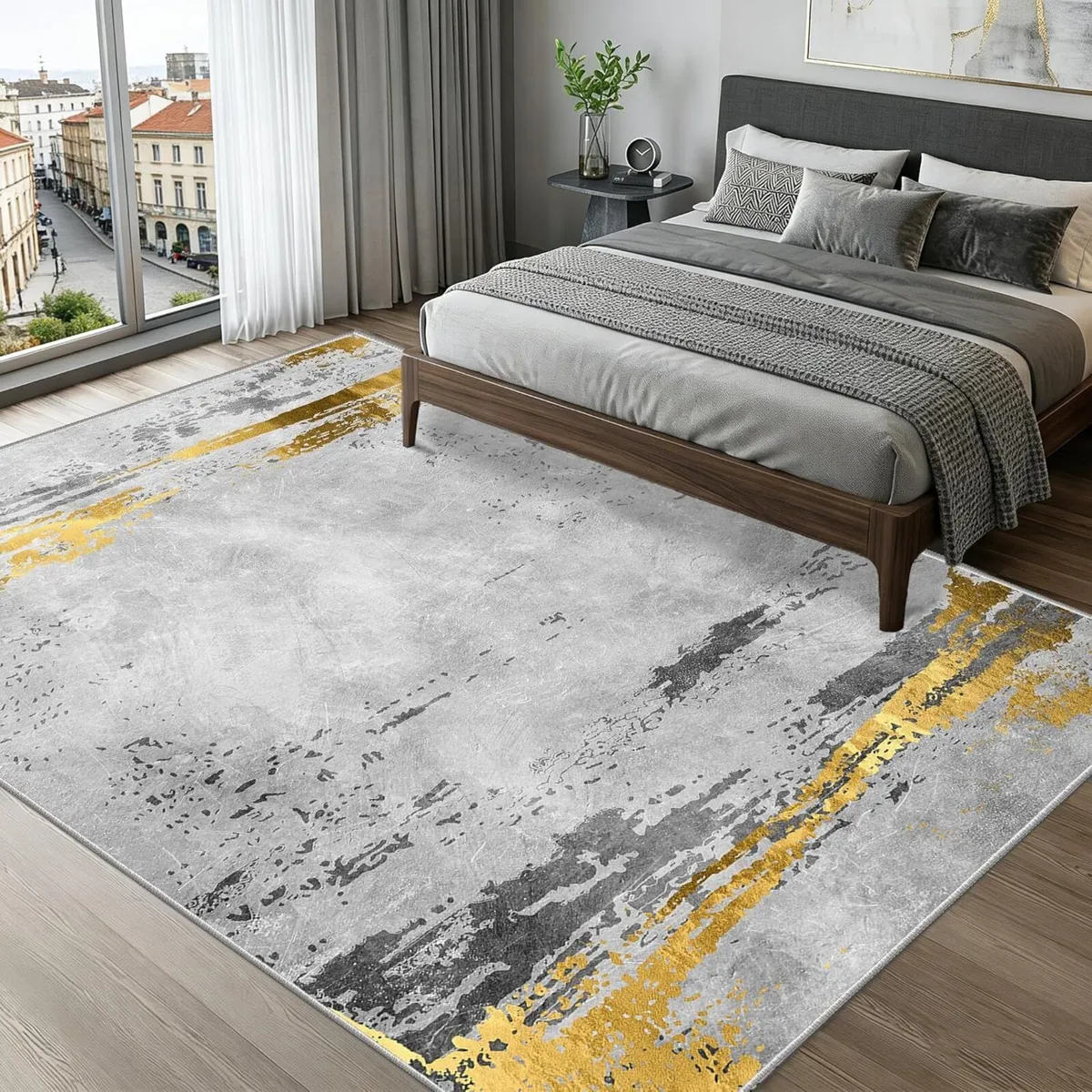 Large Washable Rugs Living Room 200x300cm Grey - Image 3