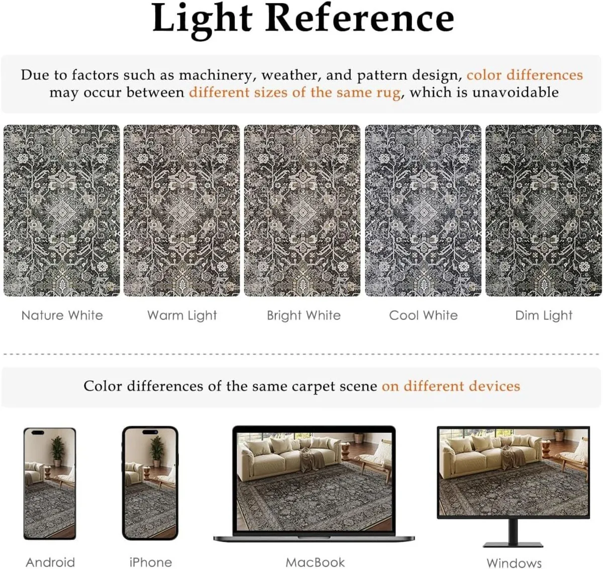 Vintage Rugs Living Room Black Large Area Rug - Image 2