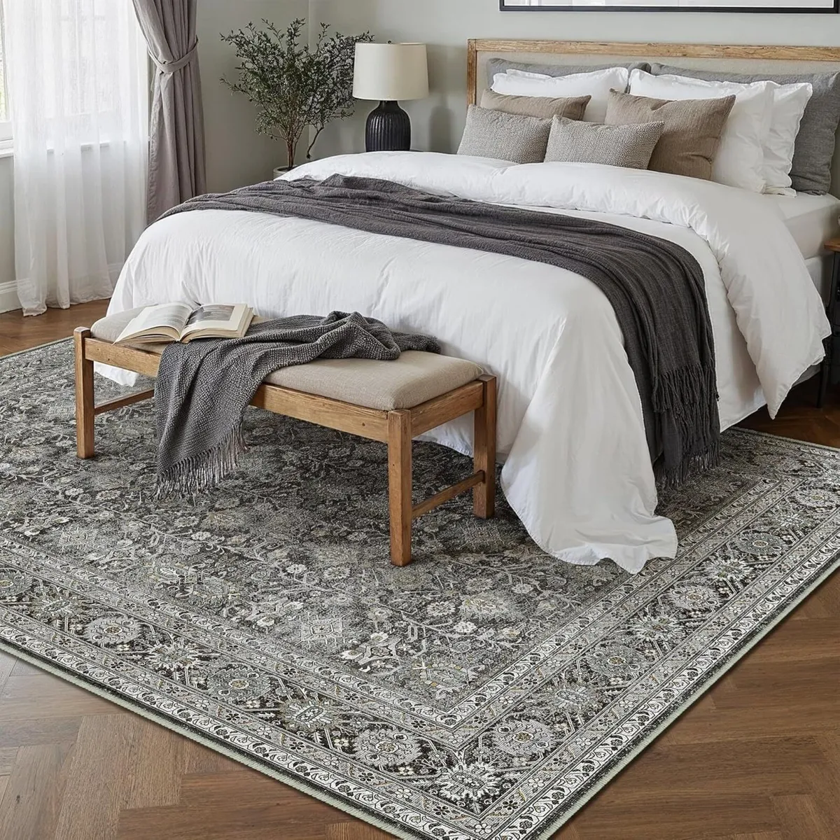 Vintage Rugs Living Room Black Large Area Rug - Image 3