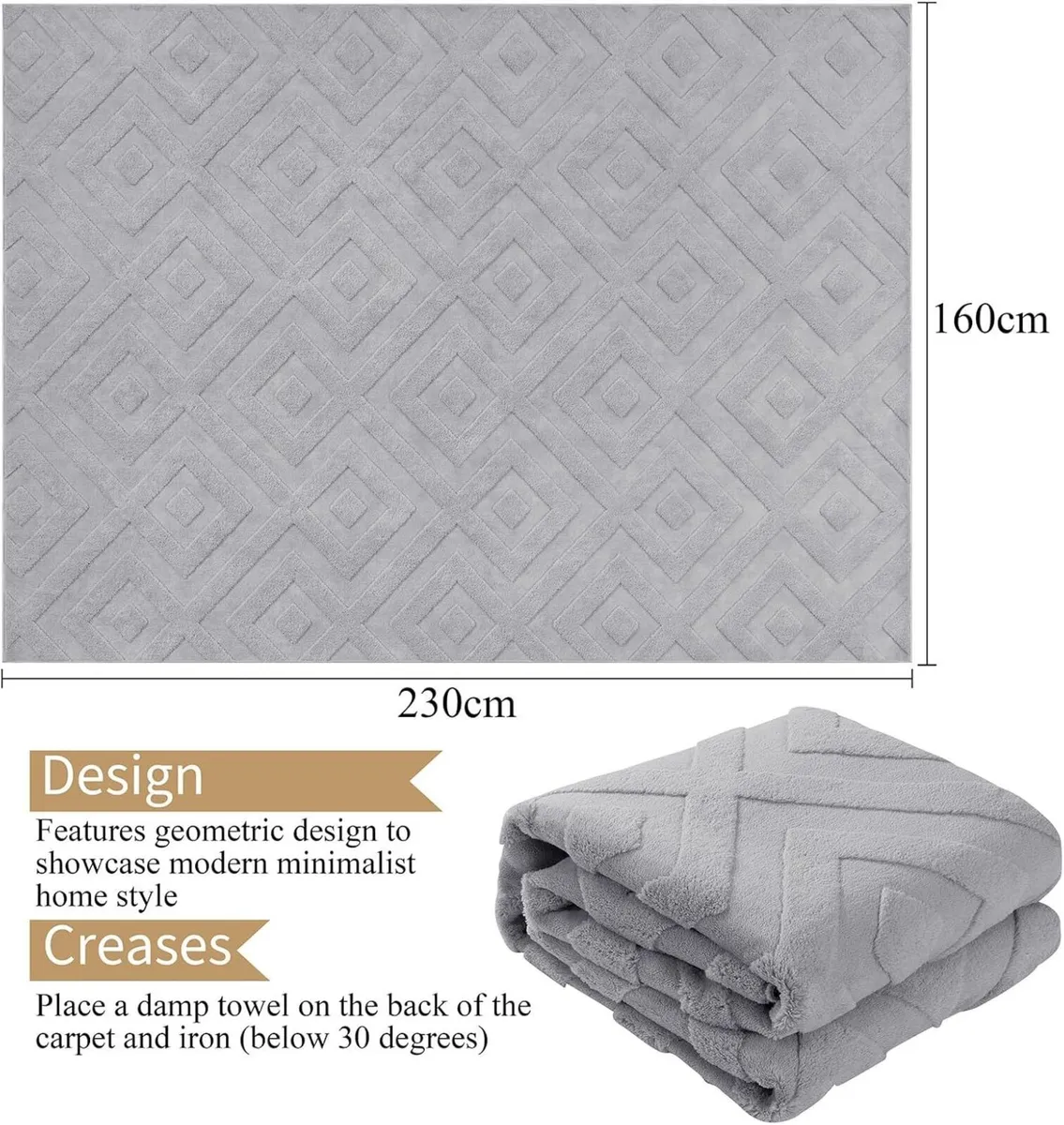 Rugs for Living Room 160x230 cm Large Soft Short - Image 2