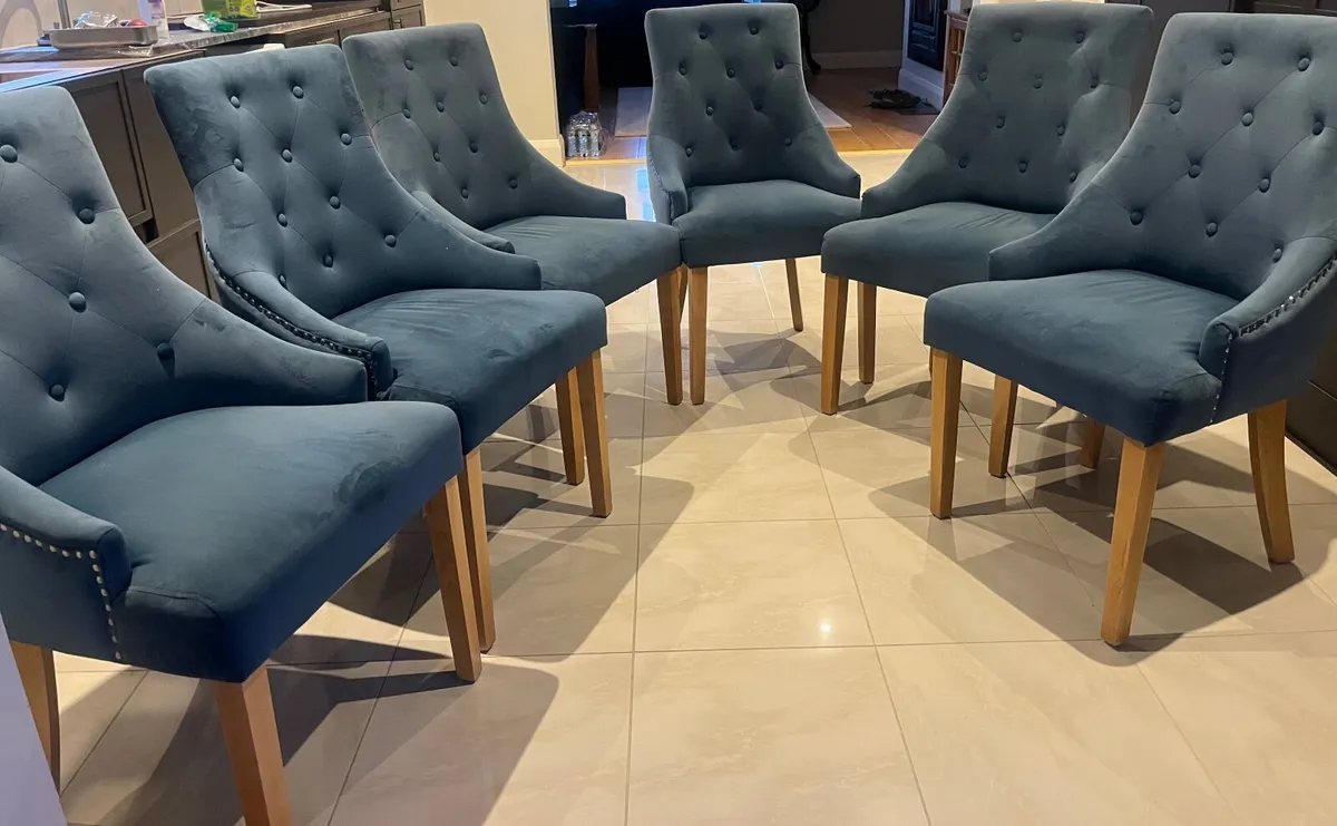 Dining room chairs blue velvet - Image 3