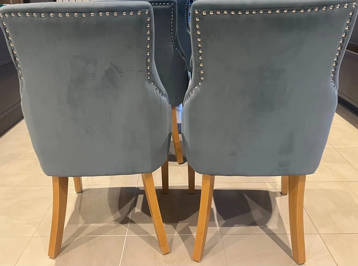 Dining room chairs blue velvet - Image 2