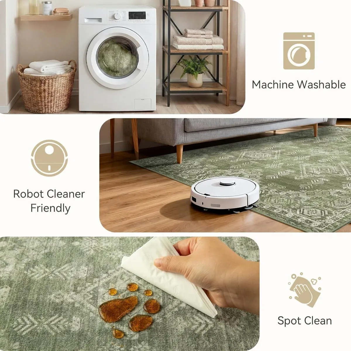 Machine Washable Large Rugs Living Room 180x270cm - Image 4