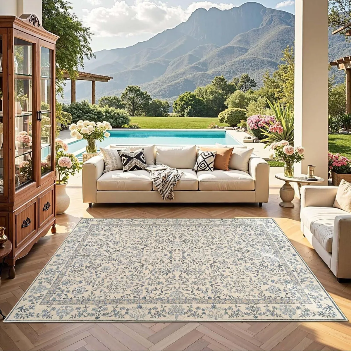 Vintage Floral Area Rug 150x210cm Soft Machine - Image 3