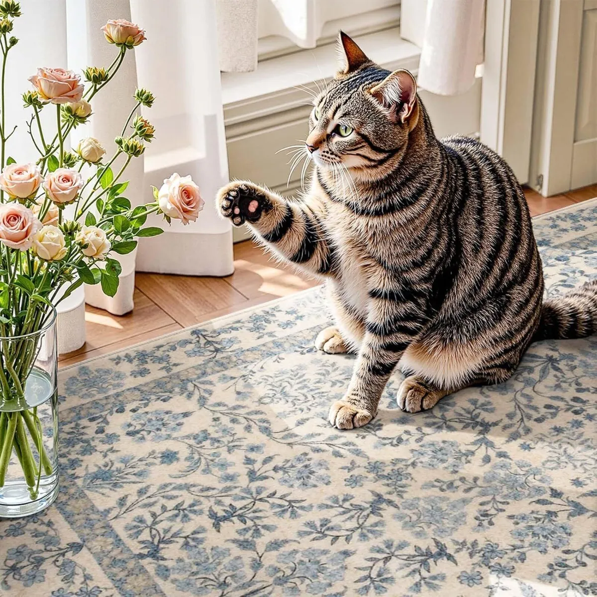 Vintage Floral Area Rug 150x210cm Soft Machine - Image 4