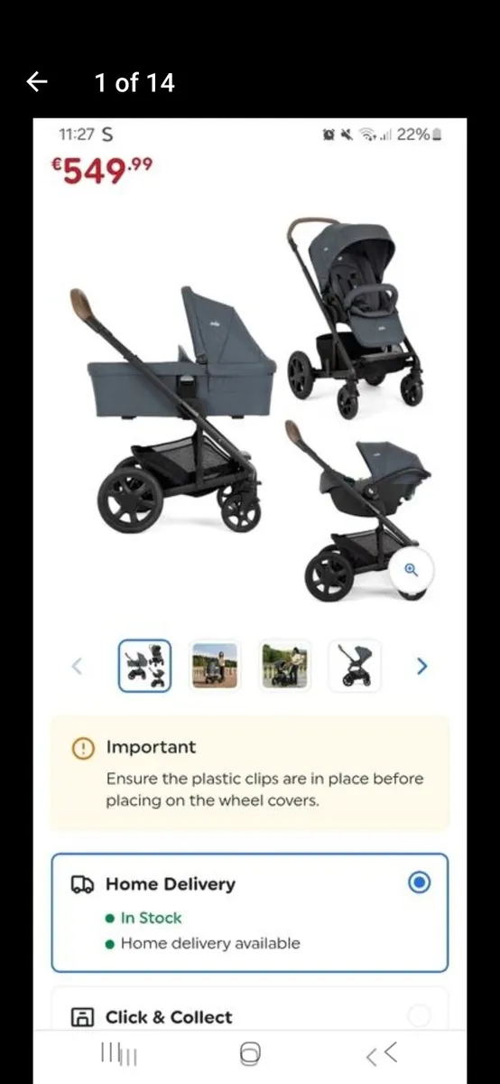 Joie travel pram set - Image 1