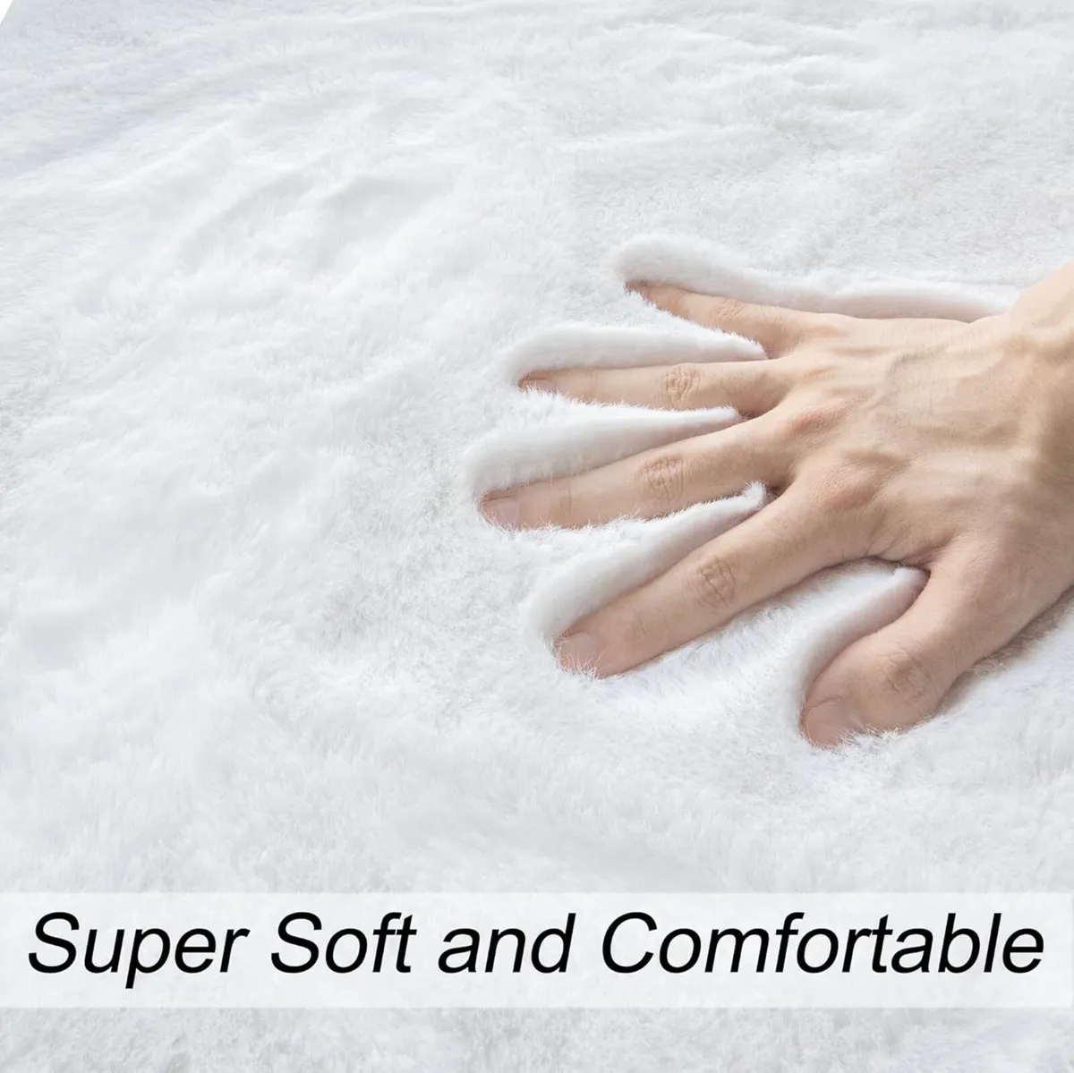 White Fluffy Living Room Rugs 180x270cm Area Rug - Image 3