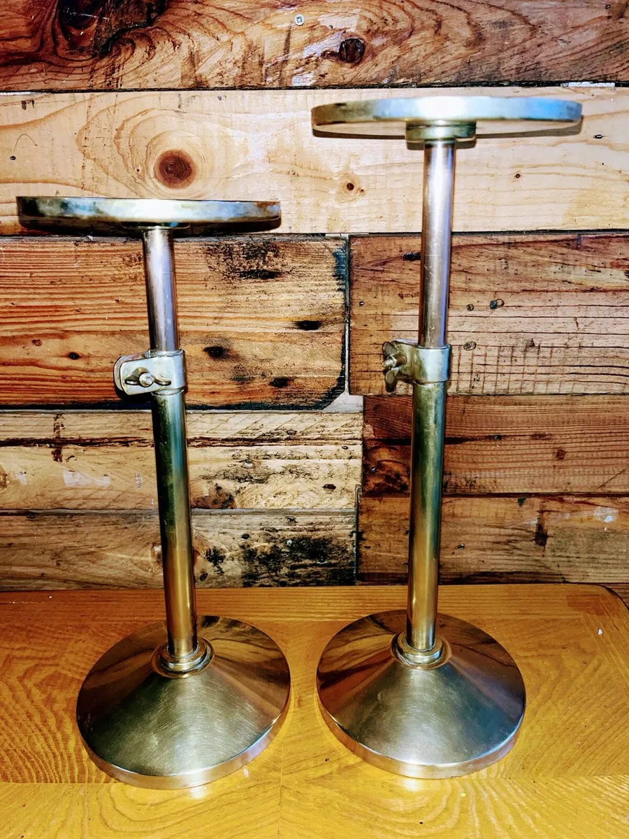 Pair of antique brass adjustable plant stands - Image 2