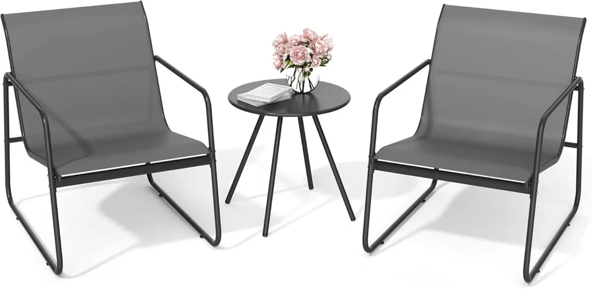 3-Piece Patio Bistro Set Garden Furniture with - Image 1