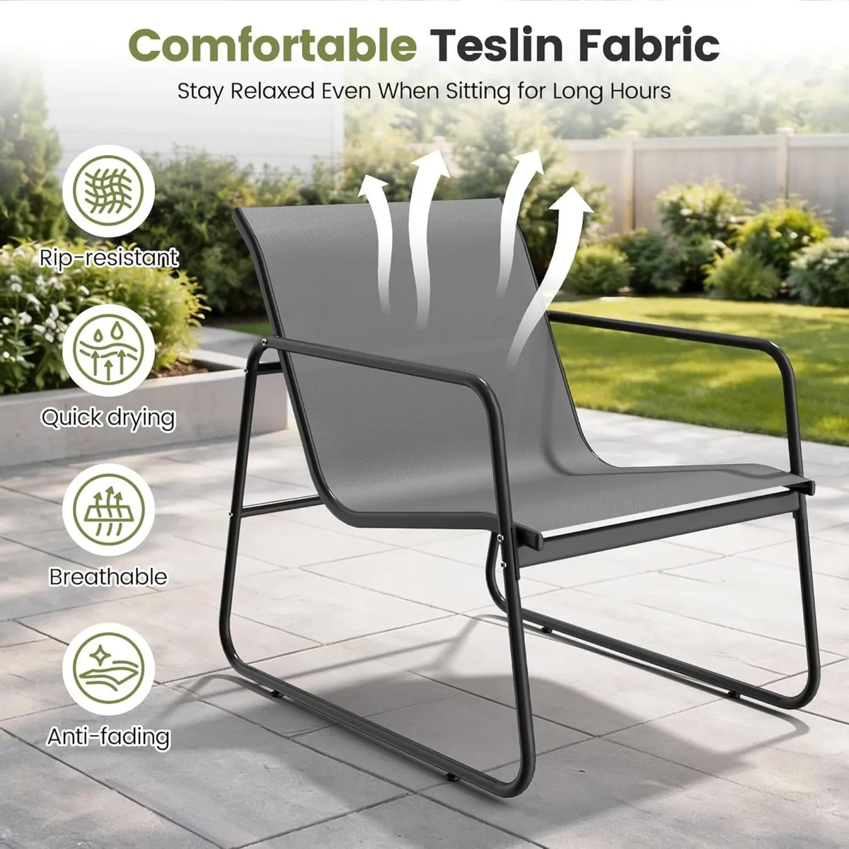 3-Piece Patio Bistro Set Garden Furniture with - Image 4