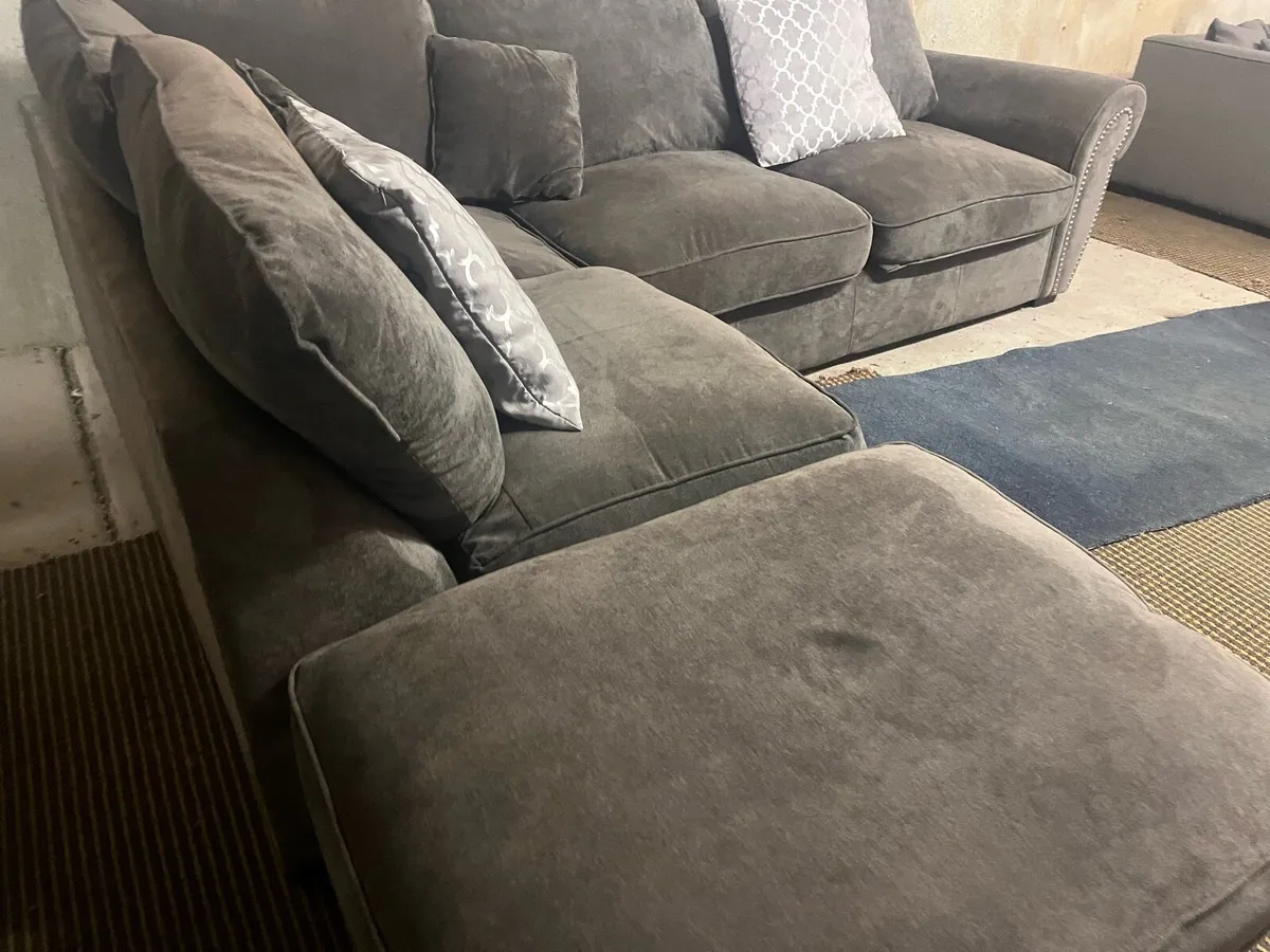 Grey corner sofa L shaped couch - Image 4