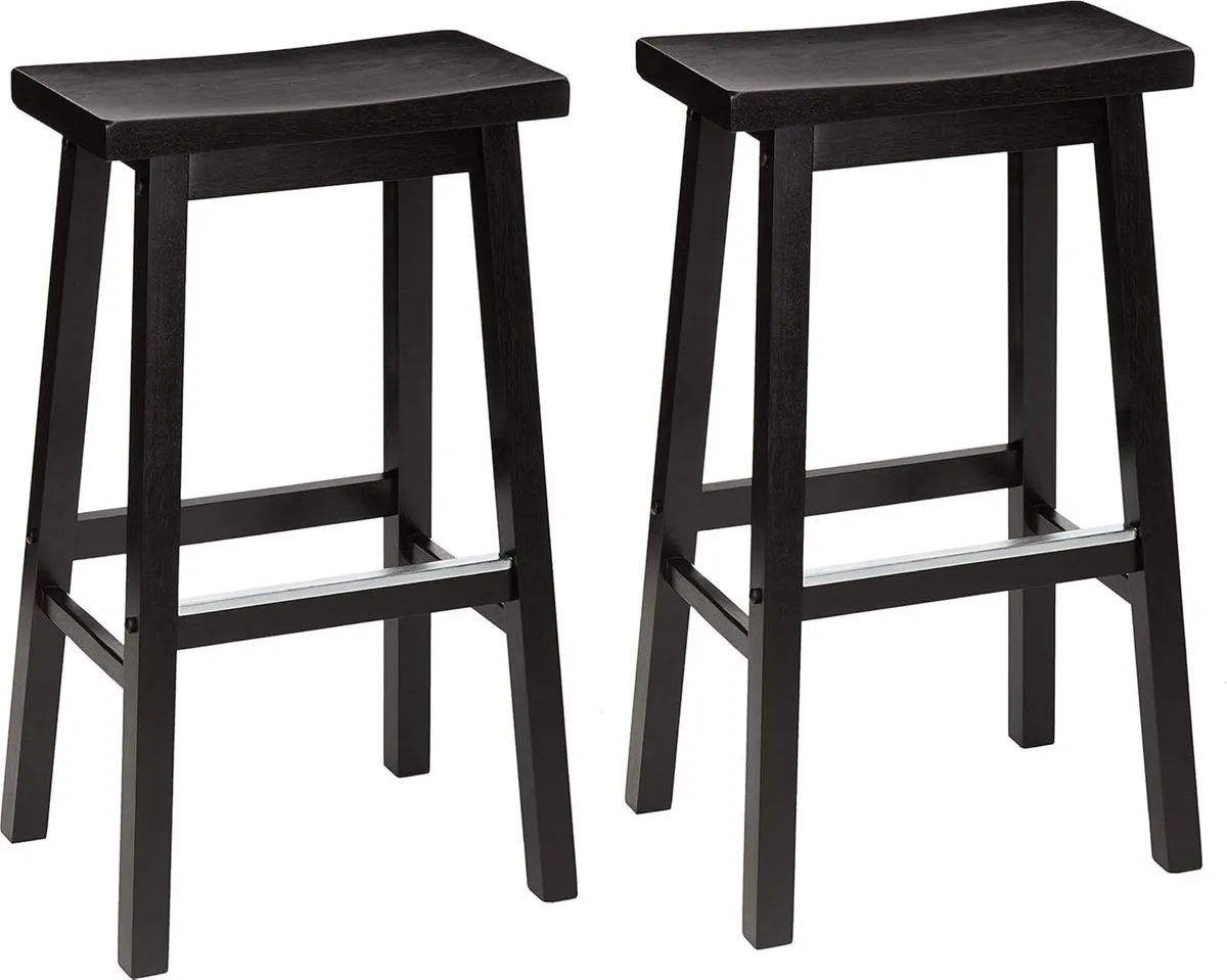 Set of 2 Solid Wood Kitchen Counter Bar Stool - Image 1