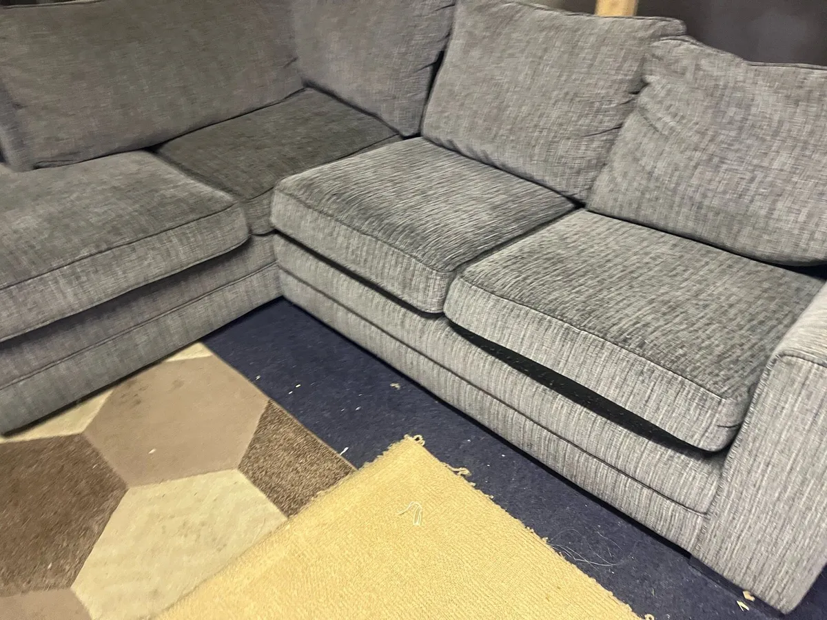 Grey corduroy corner sofa set couch - Image 1