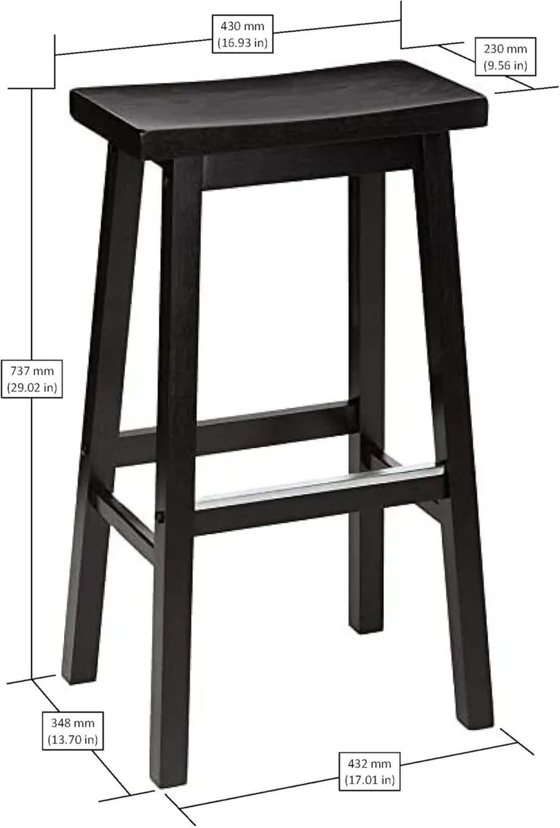 Set of 2 Solid Wood Kitchen Counter Bar Stool - Image 3