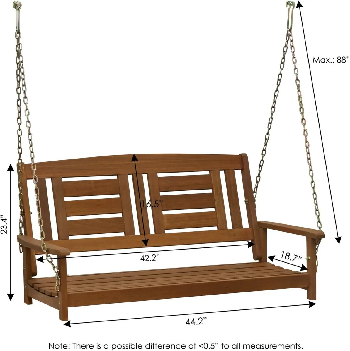 TIOMAN Porch Swing Outdoor Hanging Wooden with - Image 3