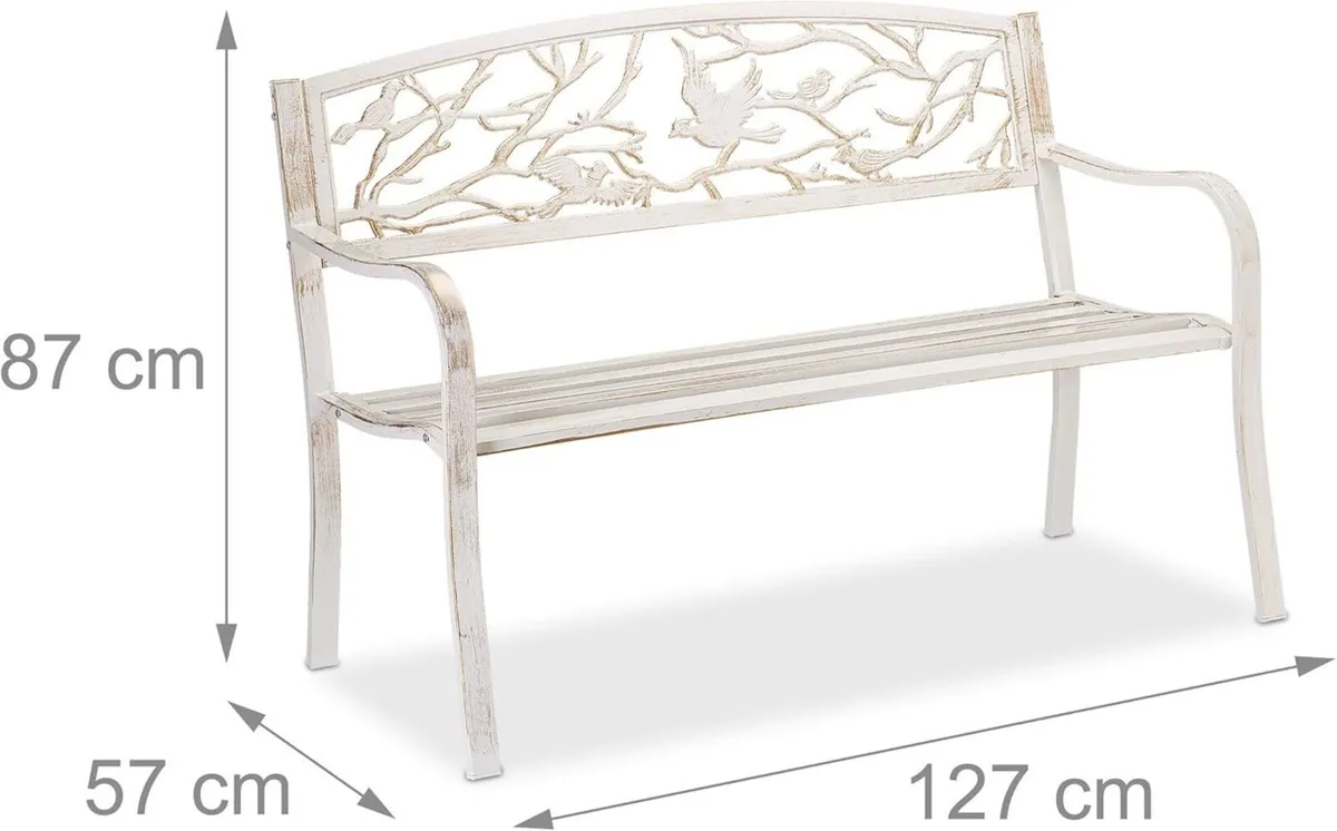 garden bench bird design 2 seater vintage and - Image 3