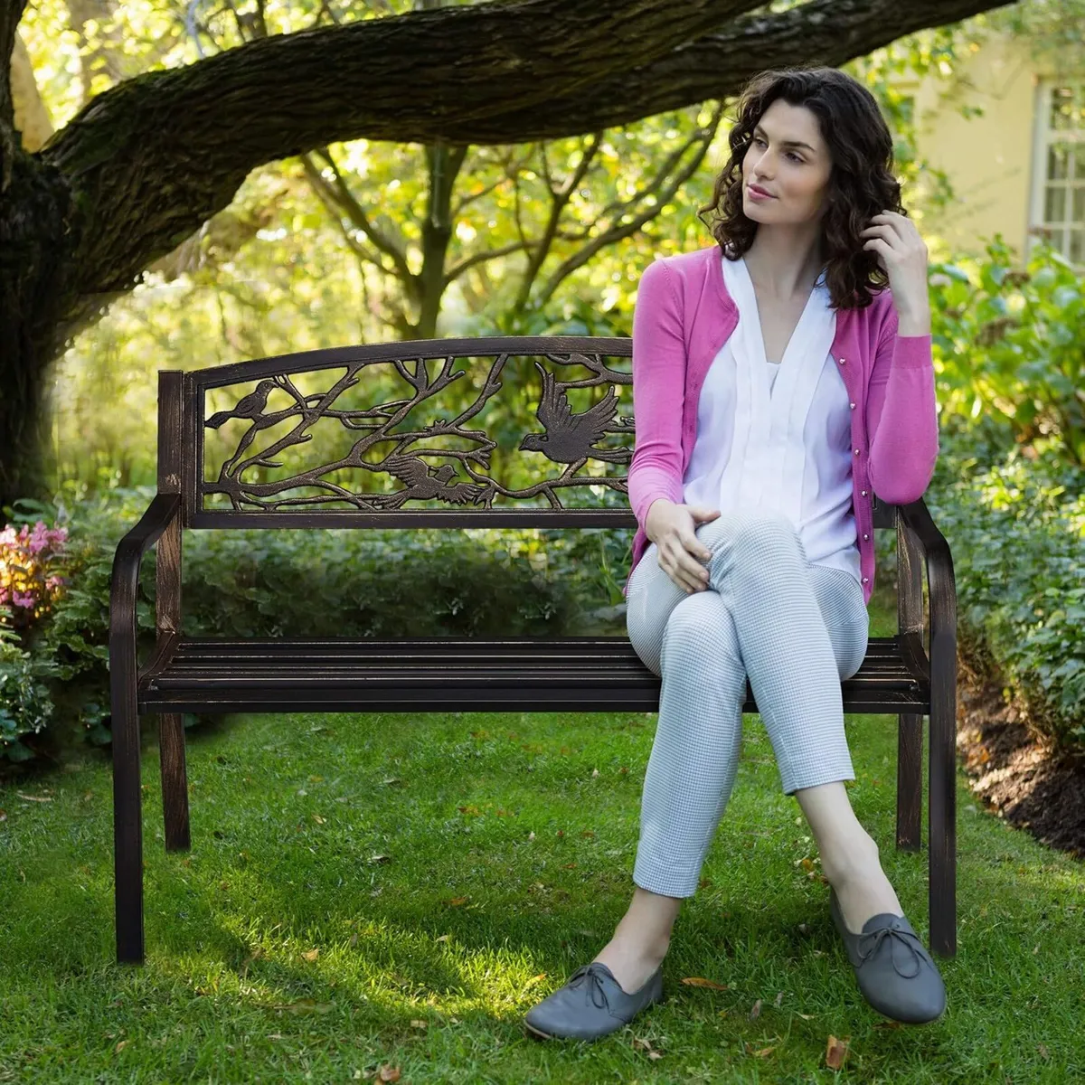 garden bench bird design 2 seater vintage and - Image 4