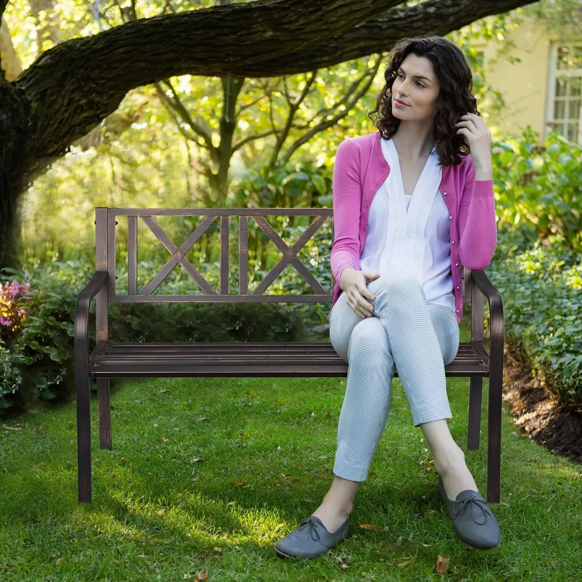 garden bench 2 seater outdoor seating made of - Image 4