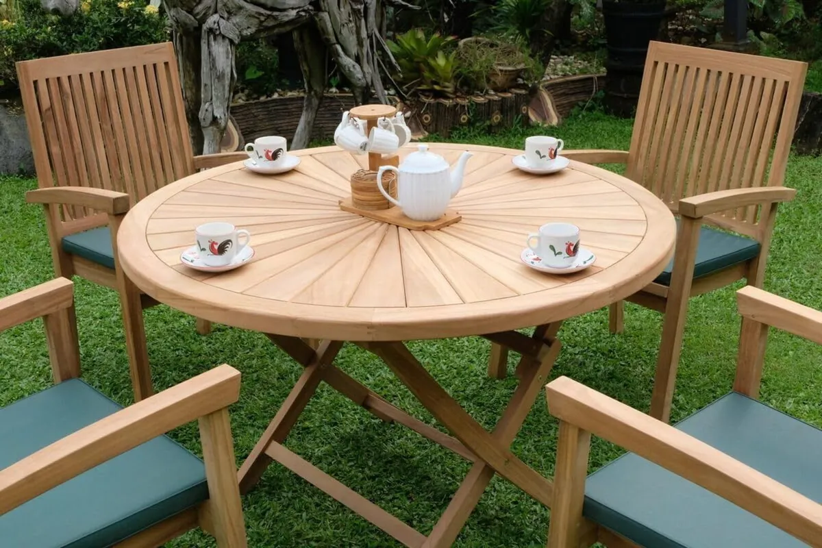 Outdoor Garden Furniture Wooden Dining Table and - Image 1