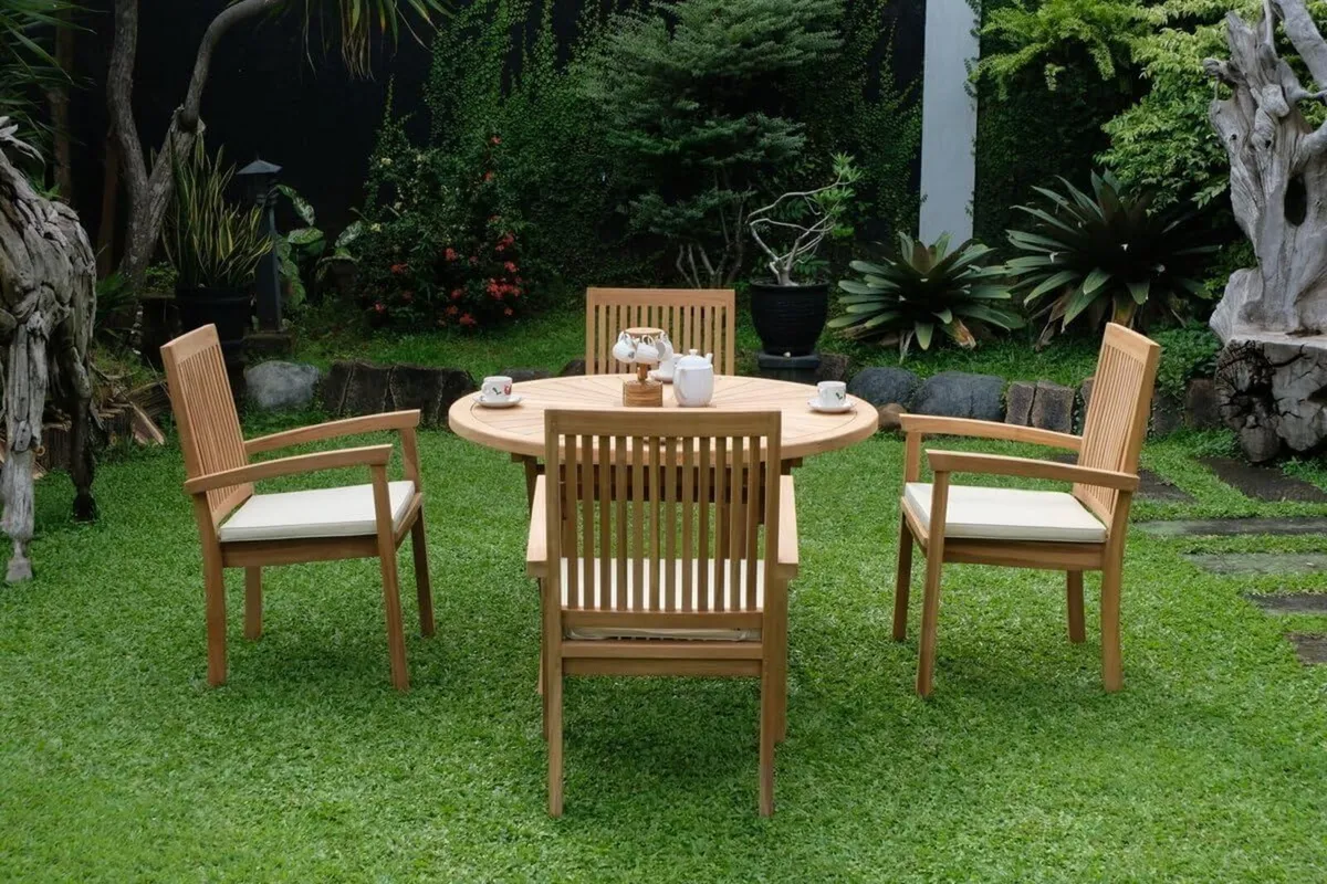 Outdoor Garden Furniture Wooden Dining Table and - Image 2