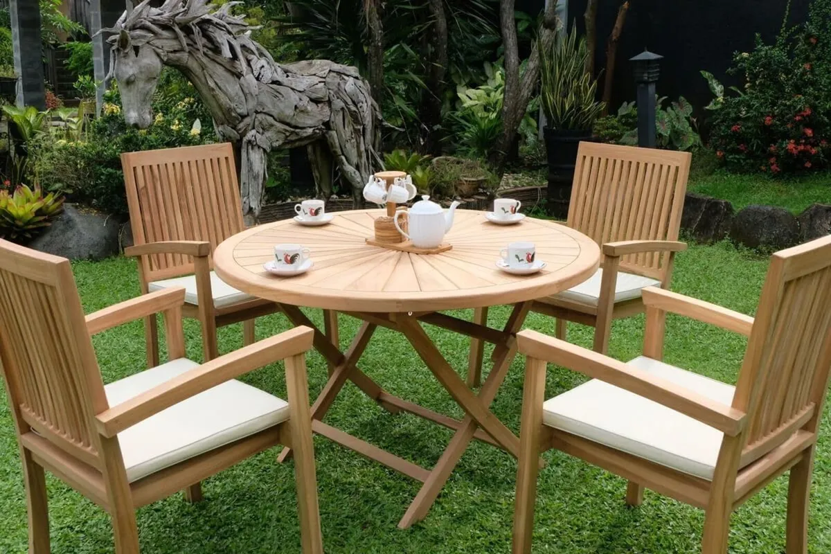Outdoor Garden Furniture Wooden Dining Table and - Image 4