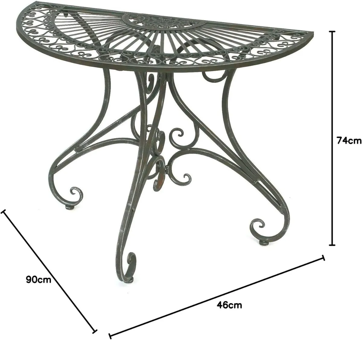 Table Semicircular wall Halbtisch Metal Coffee 90 - Image 2
