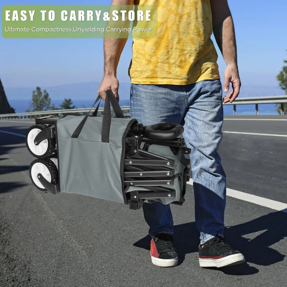 Folding Trolley With Wheels Wagon 100L Capacity - Image 2