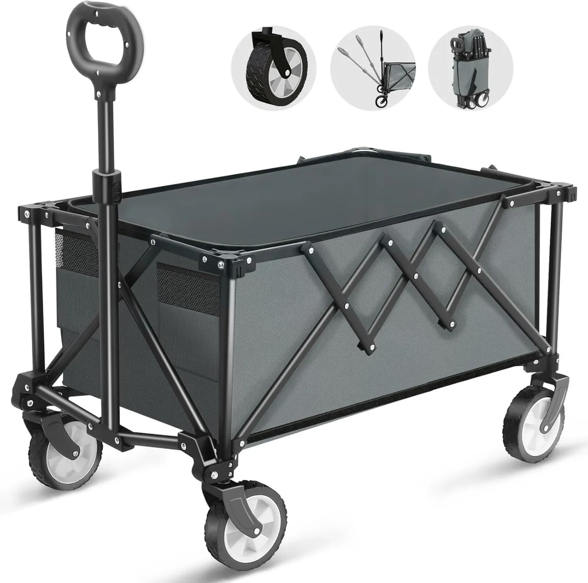 Folding Trolley With Wheels Wagon 100L Capacity - Image 1