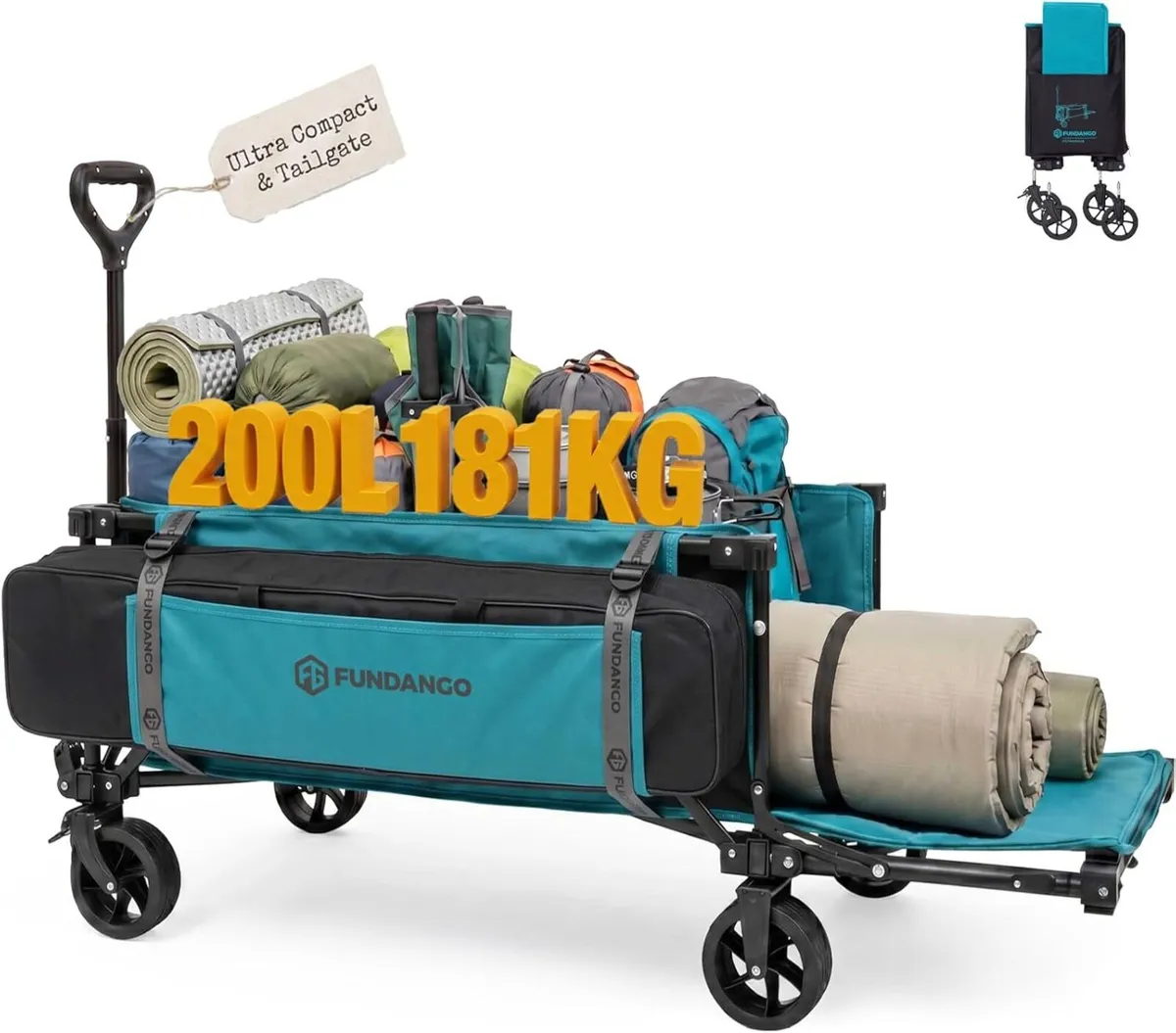 200L Folding Camping Festival Trolley on Wheels - Image 1